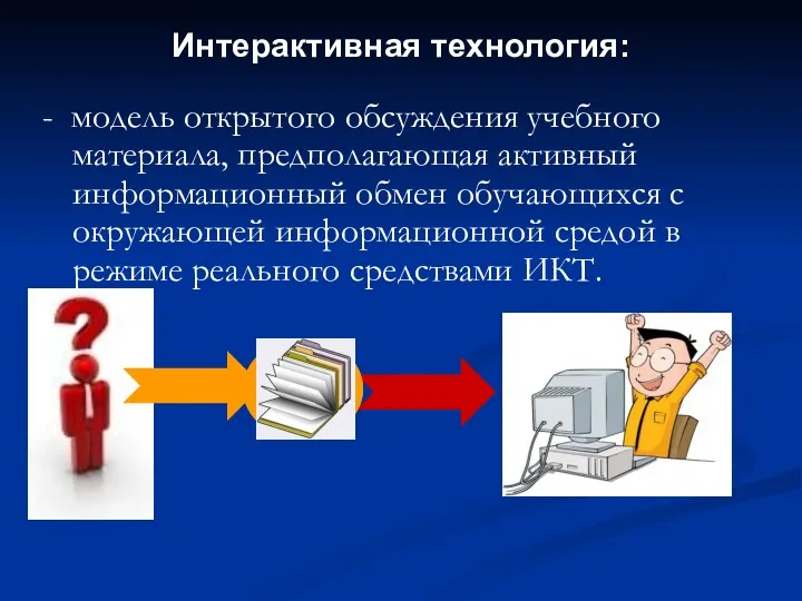 Интерактивная технология: - модель открытого обсуждения учебного материала, предполагающая активный