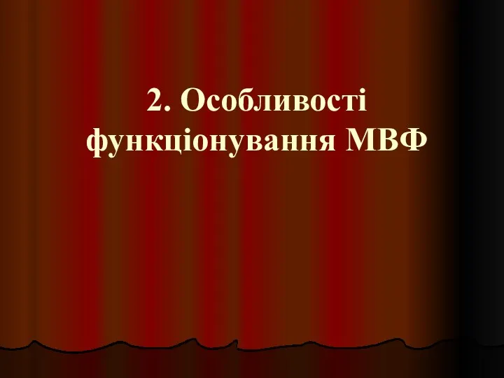 2. Особливості функціонування МВФ