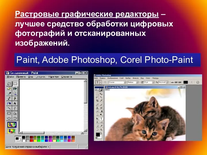 Растровые графические редакторы – лучшее средство обработки цифровых фотографий и