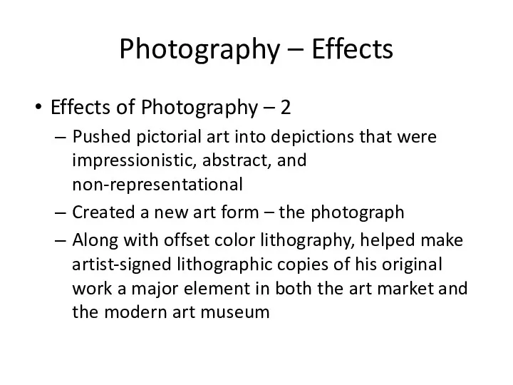 Photography – Effects Effects of Photography – 2 Pushed pictorial