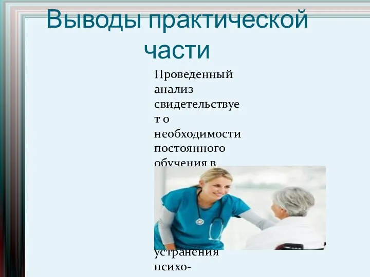 Выводы практической части Проведенный анализ свидетельствует о необходимости постоянного обучения