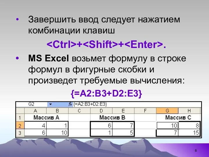 Завершить ввод следует нажатием комбинации клавиш + + . MS