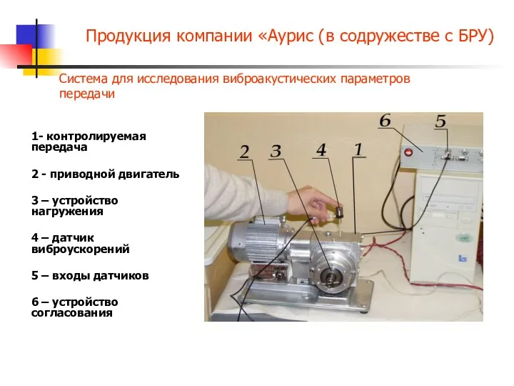 Продукция компании «Аурис (в содружестве с БРУ) 1- контролируемая передача 2 - приводной