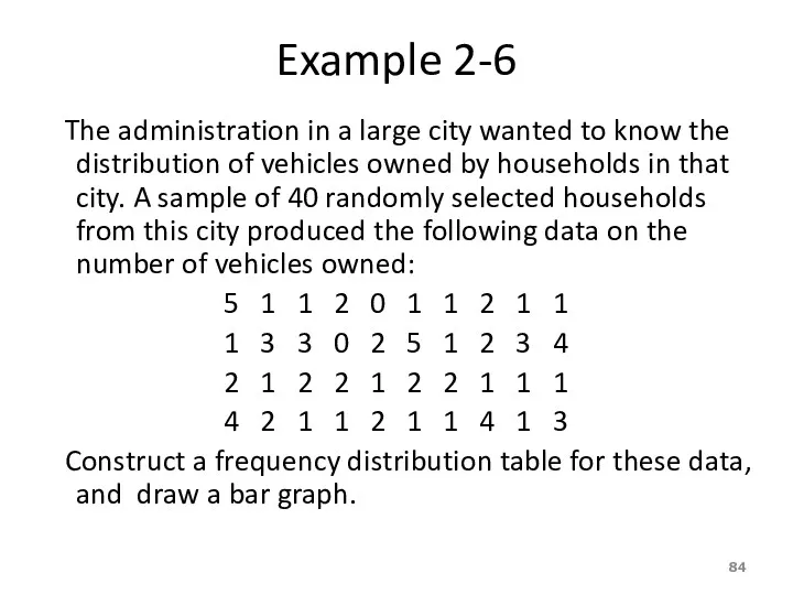 Example 2-6 The administration in a large city wanted to