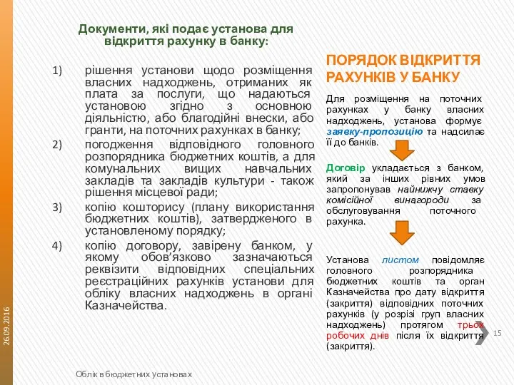 ПОРЯДОК ВІДКРИТТЯ РАХУНКІВ У БАНКУ Для розміщення на поточних рахунках