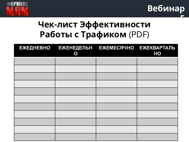 Вебинар 5 Чек-лист Эффективности Работы с Трафиком (PDF)