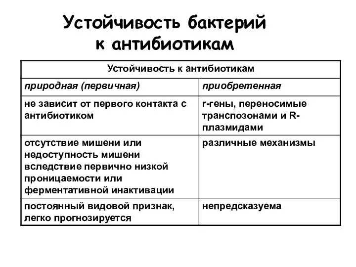 Устойчивость бактерий к антибиотикам