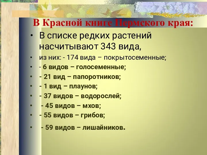 В Красной книге Пермского края: В списке редких растений насчитывают