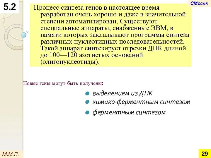 Процесс синтеза генов в настоящее время разработан очень хорошо и