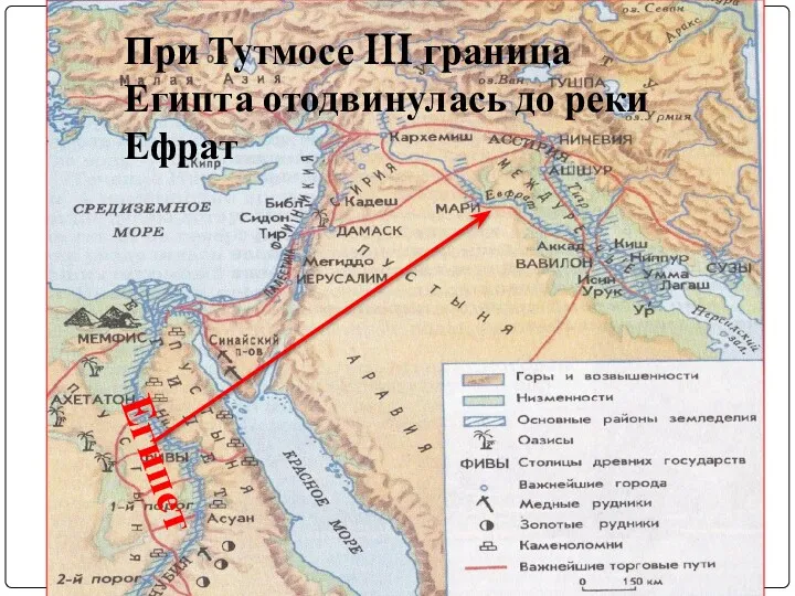 Египет При Тутмосе III граница Египта отодвинулась до реки Ефрат