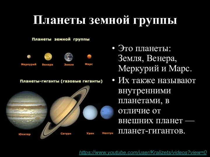 Планеты земной группы Это планеты: Земля, Венера, Меркурий и Марс.