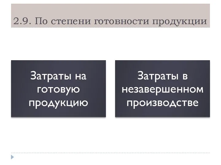 2.9. По степени готовности продукции