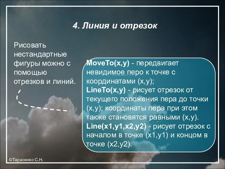 4. Линия и отрезок Рисовать нестандартные фигуры можно с помощью