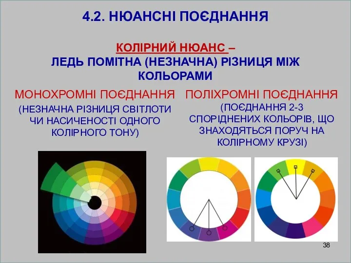 4.2. НЮАНСНІ ПОЄДНАННЯ КОЛІРНИЙ НЮАНС – ЛЕДЬ ПОМІТНА (НЕЗНАЧНА) РІЗНИЦЯ