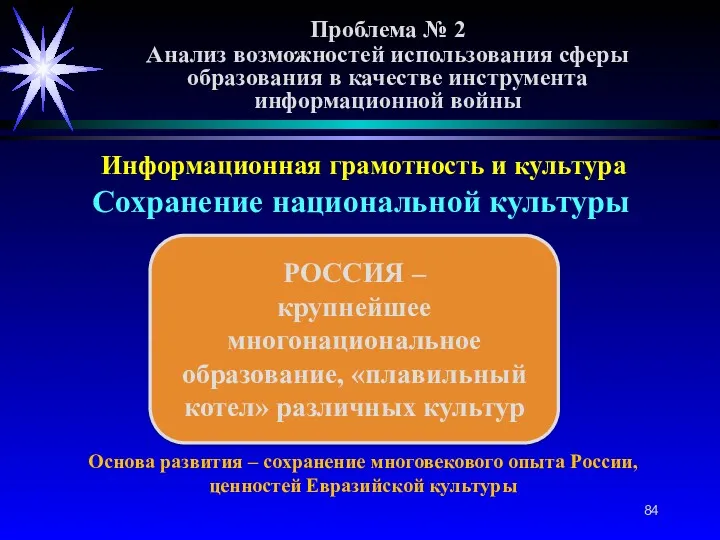 Проблема № 2 Анализ возможностей использования сферы образования в качестве