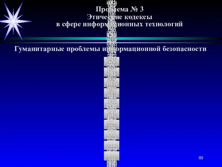 Проблема № 3 Этические кодексы в сфере информационных технологий Гуманитарные