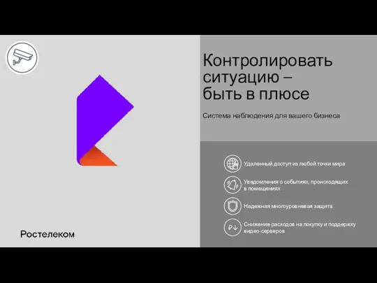 Контролировать ситуацию – быть в плюсе Система наблюдения для вашего бизнеса