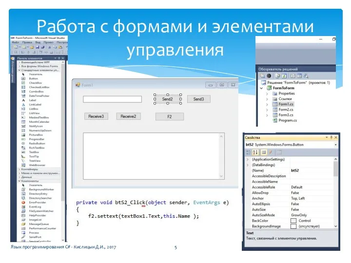 Язык программирования C# - Кислицын Д.И., 2017 Работа с формами и элементами управления