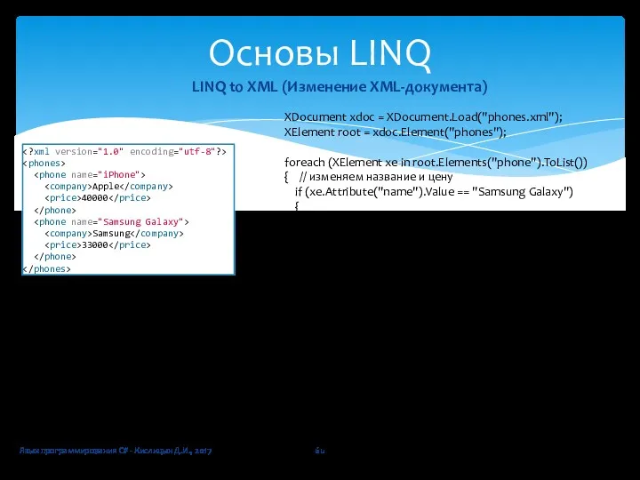 Язык программирования C# - Кислицын Д.И., 2017 Основы LINQ LINQ