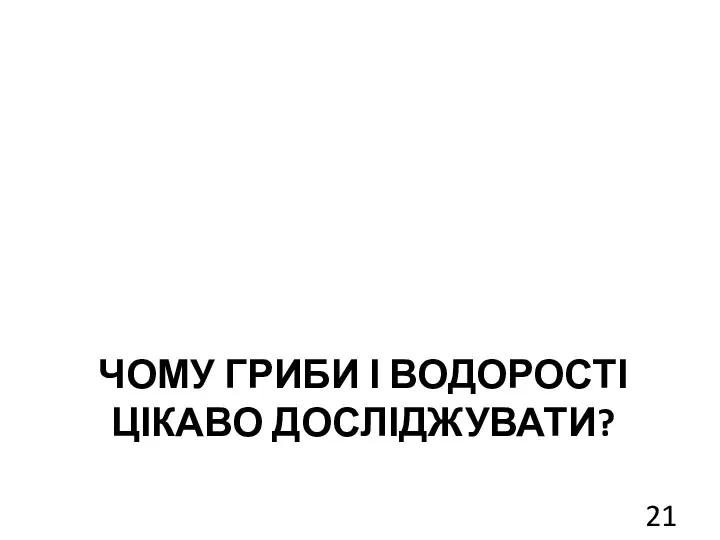 ЧОМУ ГРИБИ І ВОДОРОСТІ ЦІКАВО ДОСЛІДЖУВАТИ?