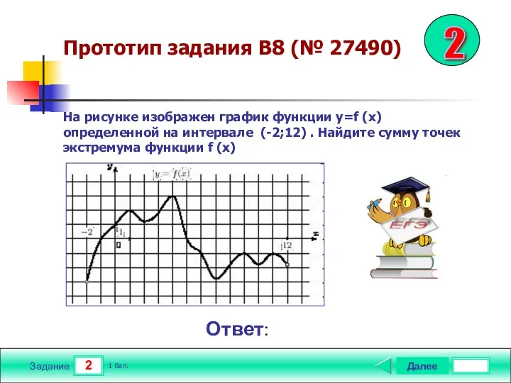 2 Задание Прототип задания B8 (№ 27490) Далее 1 бал.