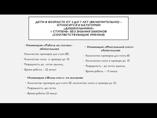 ДЕТИ В ВОЗРАСТЕ ОТ 4 ДО 7 ЛЕТ (ВКЛЮЧИТЕЛЬНО) –