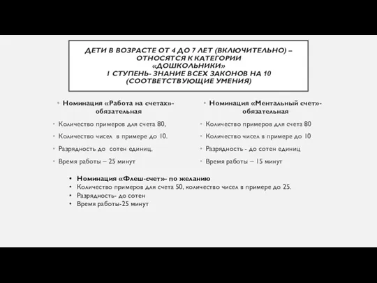 ДЕТИ В ВОЗРАСТЕ ОТ 4 ДО 7 ЛЕТ (ВКЛЮЧИТЕЛЬНО) –