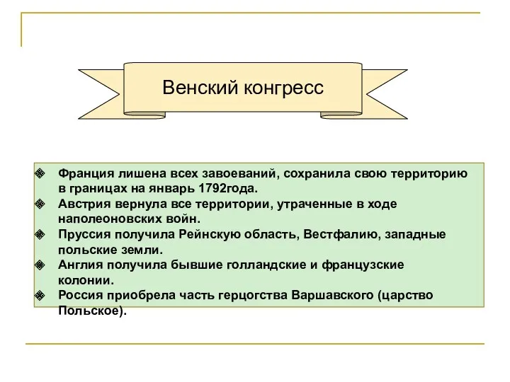 Франция лишена всех завоеваний, сохранила свою территорию в границах на январь 1792года. Австрия