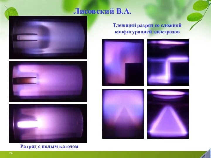 Лисовский В.А. Тлеющий разряд со сложной конфигурацией электродов Разряд с полым катодом