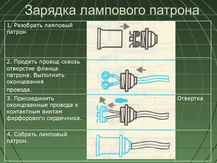 Зарядка лампового патрона