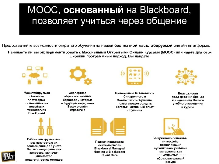 MOOC, основанный на Blackboard, позволяет учиться через общение Предоставляйте возможности