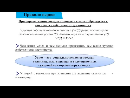 Правило первое При опровержении доводов оппонента следует обращаться к его