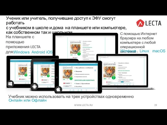 На планшете с помощью приложения LECTA для: Windows Android iOS