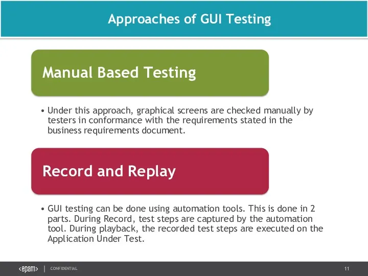 Approaches of GUI Testing