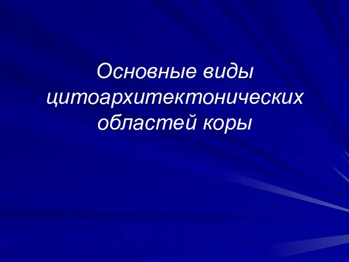 Основные виды цитоархитектонических областей коры