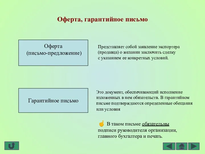 Оферта, гарантийное письмо Это документ, обеспечивающий исполнение изложенных в нем