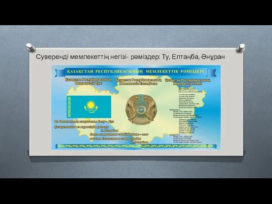 Суверенді мемлекеттің негізі- рәміздер: Ту, Елтаңба, Әнұран