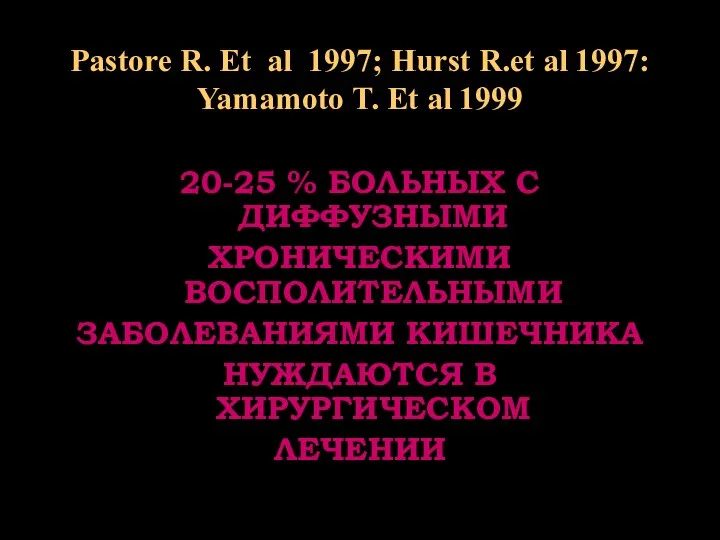 Pastore R. Et al 1997; Hurst R.et al 1997: Yamamoto T. Et al