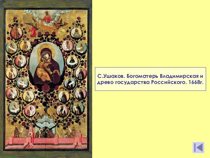 С.Ушаков. Богоматерь Владимирская и древо государства Российского. 1668г.