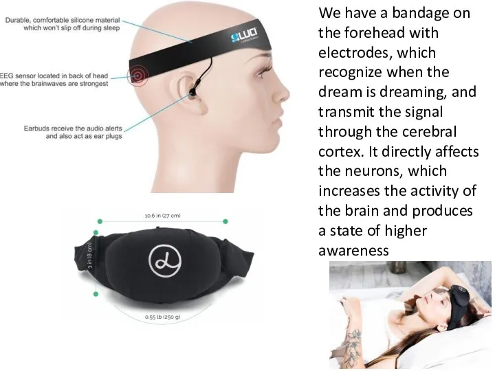 We have a bandage on the forehead with electrodes, which