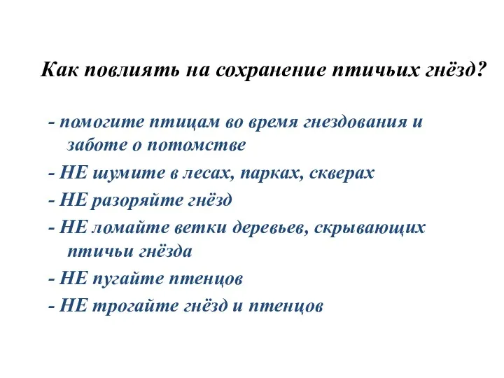 Как повлиять на сохранение птичьих гнёзд? - помогите птицам во