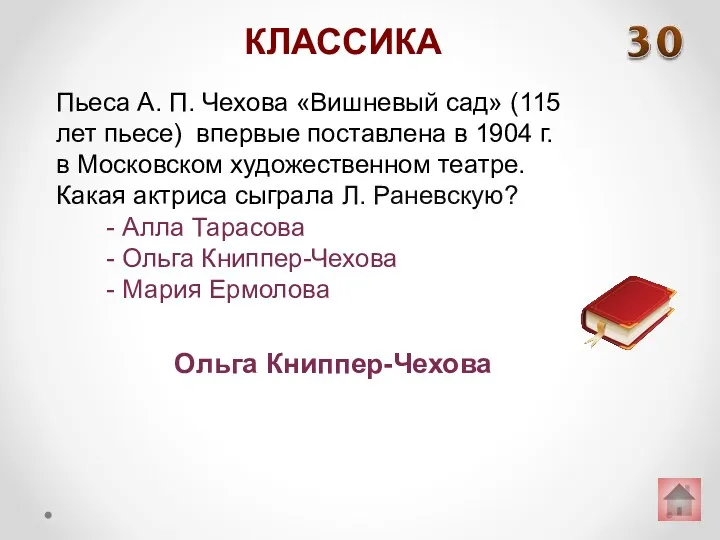 Пьеса А. П. Чехова «Вишневый сад» (115 лет пьесе) впервые