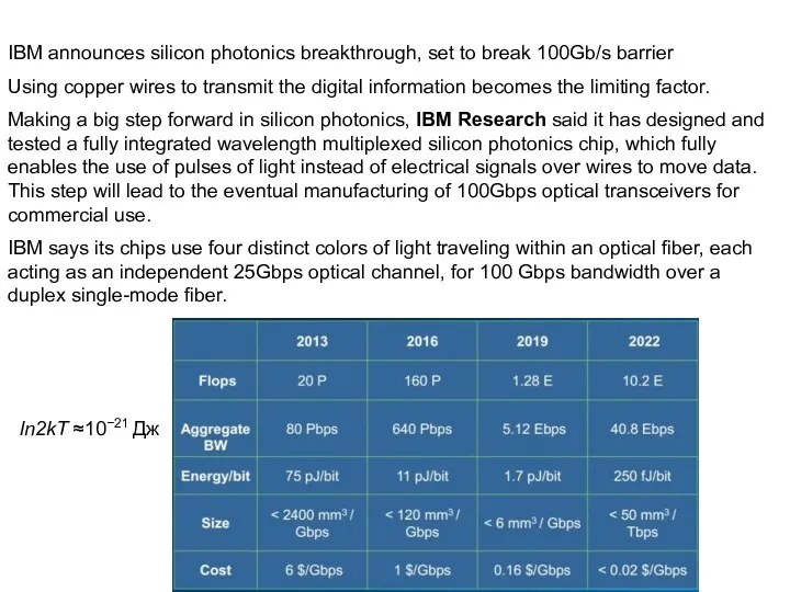 IBM announces silicon photonics breakthrough, set to break 100Gb/s barrier Using copper wires