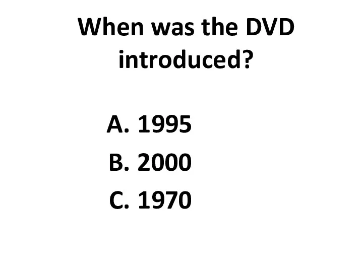 When was the DVD introduced? 1995 2000 1970