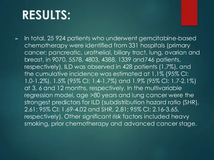 RESULTS: In total, 25 924 patients who underwent gemcitabine-based chemotherapy