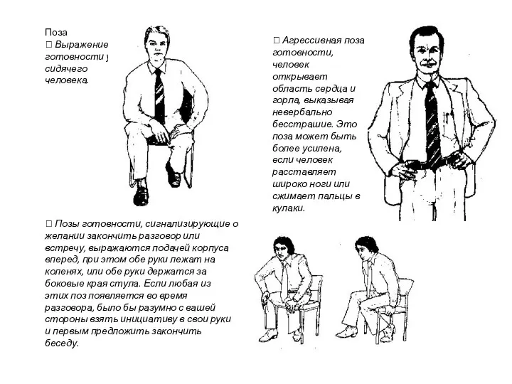 Поза  Выражение готовности у сидячего человека.  Позы готовности,