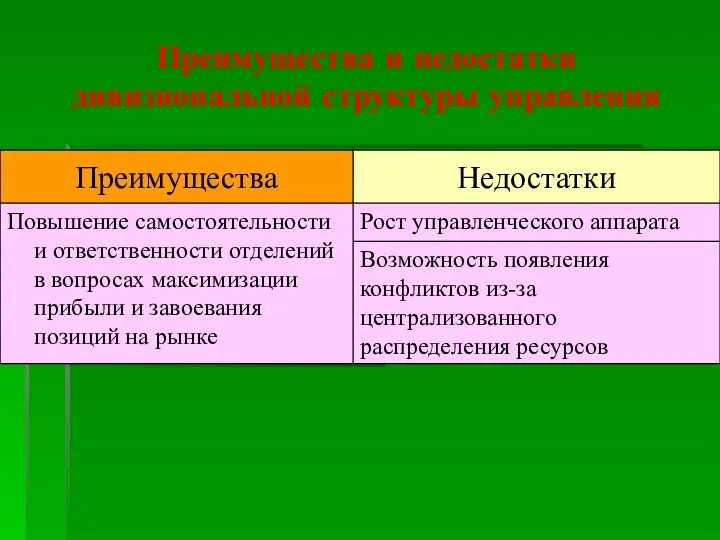 Преимущества и недостатки дивизиональной структуры управления