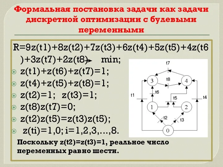 Формальная постановка задачи как задачи дискретной оптимизации с булевыми переменными