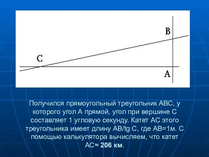 Получился прямоугольный треугольник АВС, у которого угол А прямой, угол