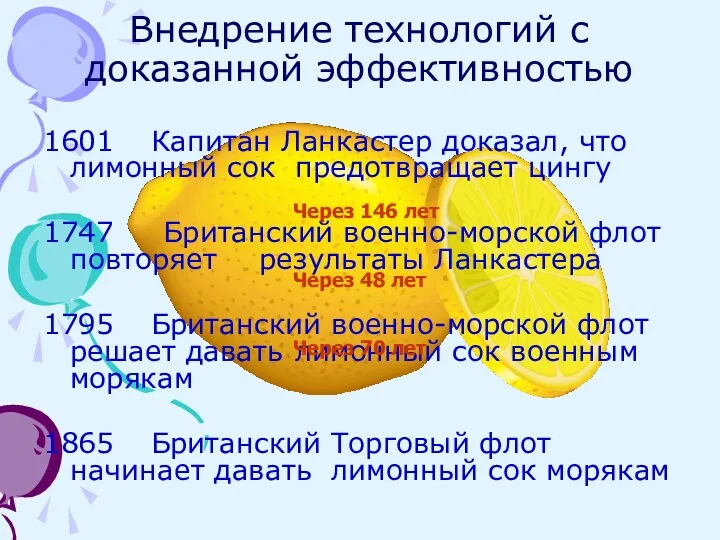 Внедрение технологий с доказанной эффективностью 1601 Капитан Ланкастер доказал, что